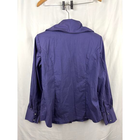 Soft Surroundings Purple Button Up Blouse Double Collar Long Sleeve LARGE - Picture 11 of 11